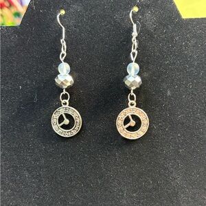 Handmade Silver Clock Dangle Earrings
